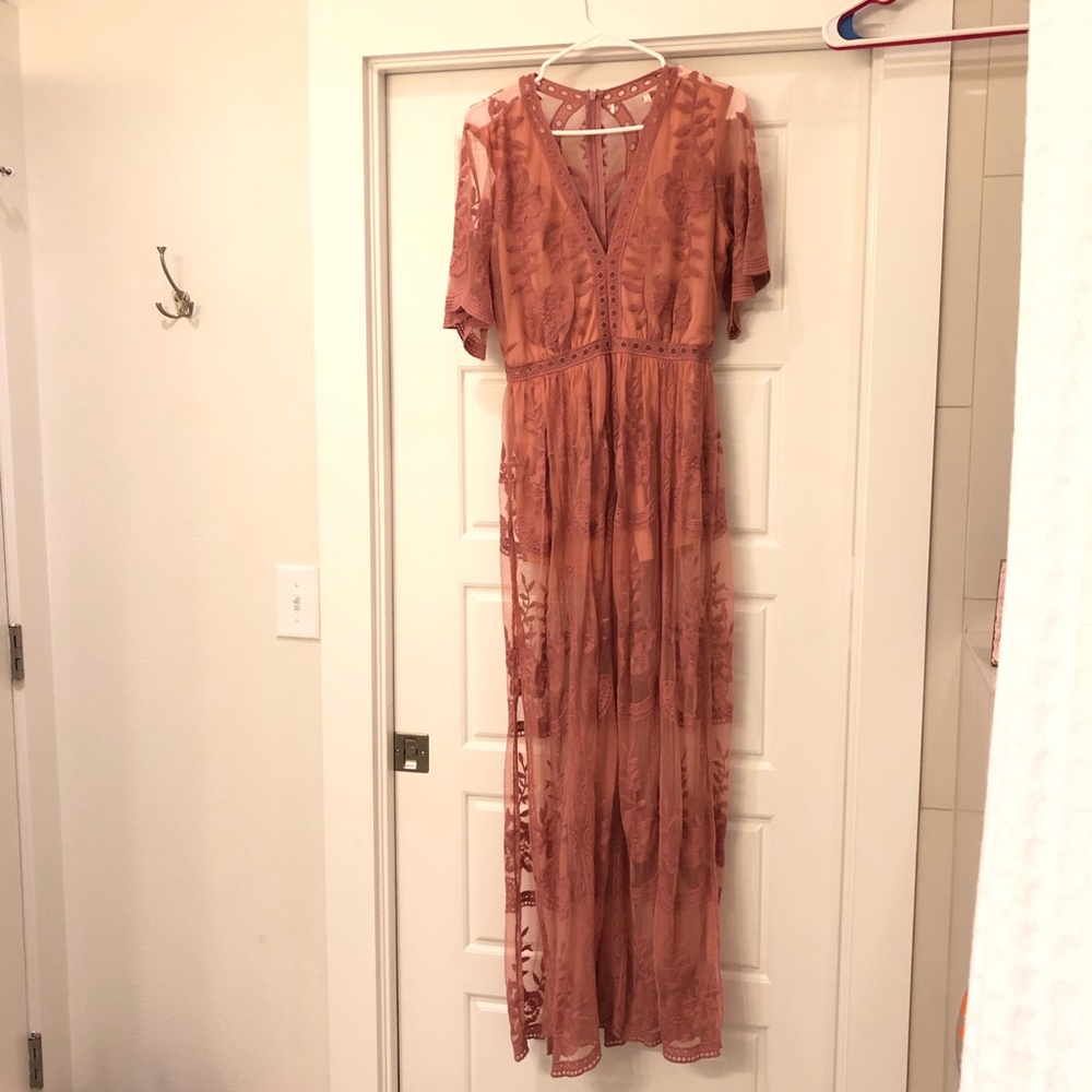 Mauve Honey Punch Lace Dress